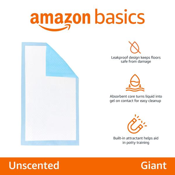 Imagem de Pee Pads Amazon Basics Absorbent Dog Puppy, pacote com 5 camadas e 30