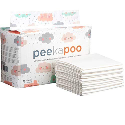 Imagem de Peekapoo - Forros de almofada de mudança descartável (50 pacotes) Super macios, ultra absorventes e impermeáveis - cobre qualquer superfície para trocas de fraldas de bebê sem bagunça