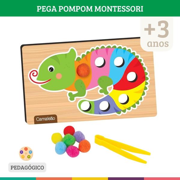 Imagem de Pega Pompom Jogo Montessori Atividade Didática Infantil Nig