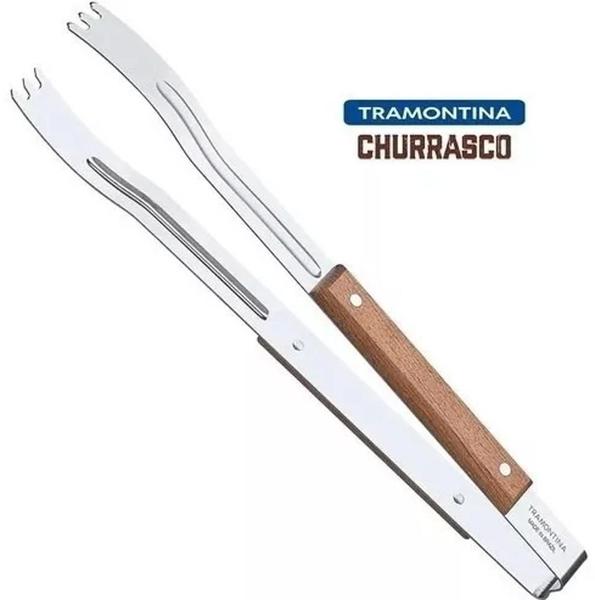 Imagem de Pegador de Carne Churrasco Inox e Cabo de Madeira 37 cm - Tramontina