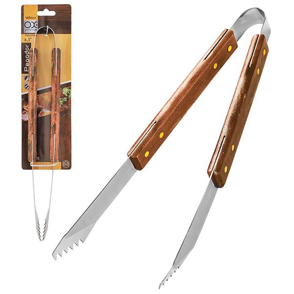 Imagem de Pegador de churrasco de inox cabo madeira longo holz ox prime 34cm