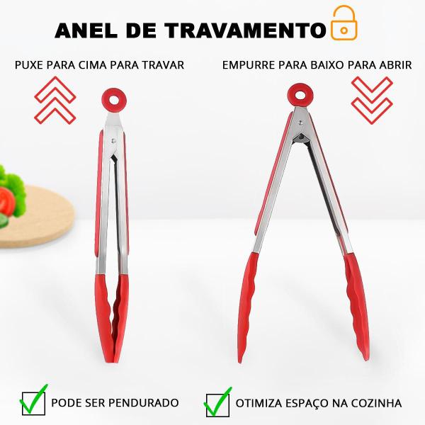 Imagem de Pegador De Churrasco Salada Em Inox 25 Cm Silicone