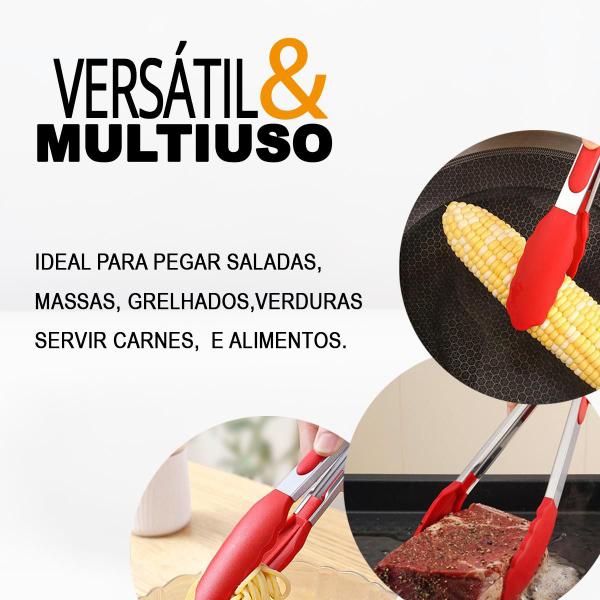 Imagem de Pegador De Churrasco Salada Em Inox 30 Cm Silicone