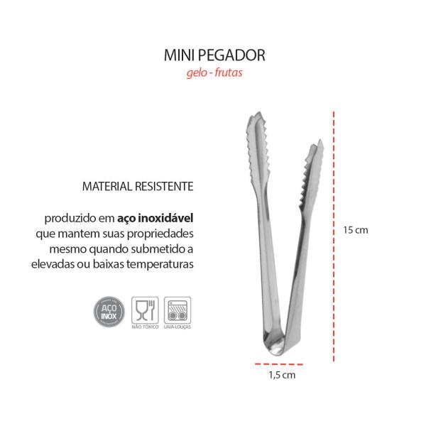 Imagem de Pegador de Gelo Frios Jacare Inox Mini Utensilios Bar Restaurante