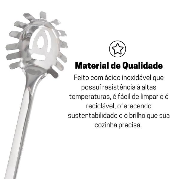 Imagem de Pegador de Macarrão Inox Linha Luxo 29cm