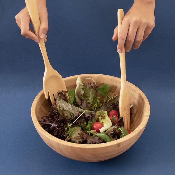 Imagem de Pegador de Salada Alimentos Maos 30cm Bambu ECO 2un