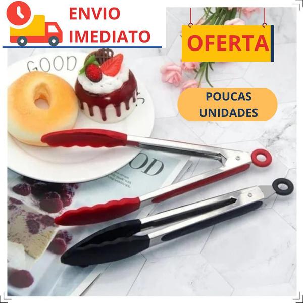 Imagem de Pegador de Silicone Antiaderente e Inox Com Trava Resistente