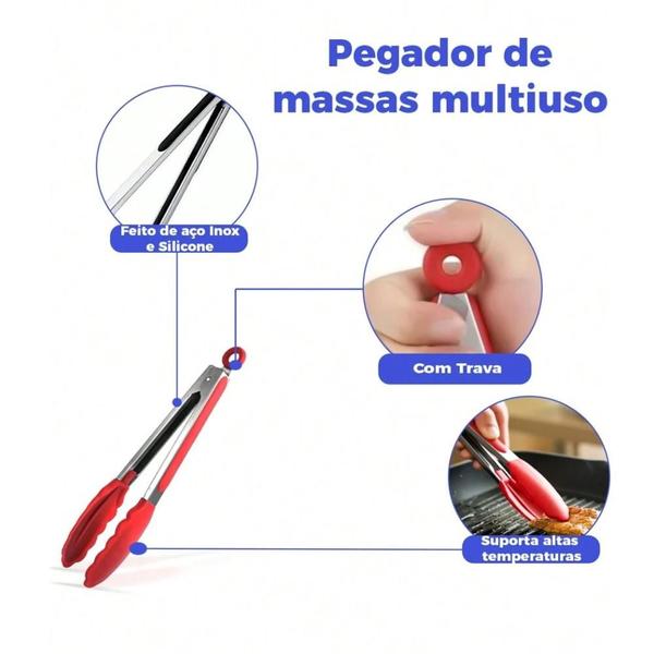 Imagem de Pegador De Silicone Multiuso Clink 27,0 cm Em Aço Inox