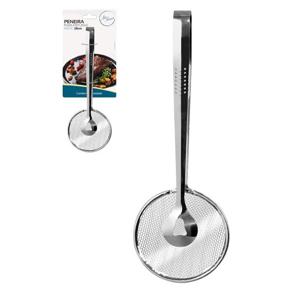 Imagem de Pegador Escumadeira com Pinça Para Frituras Aço Inox 29cm