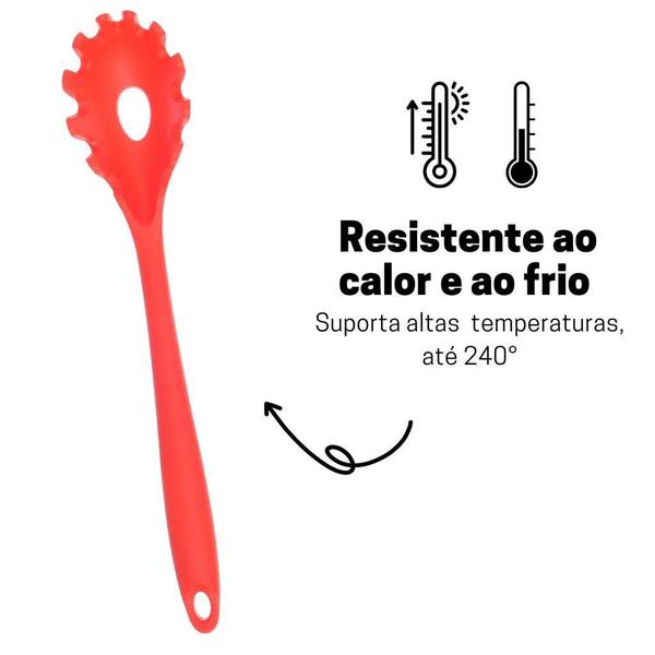 Imagem de Pegador Macarrão Massas Silicone Utensílios Cozinha 28cm