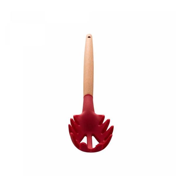 Pegador p/Massa d/Silicone c/Cabo Bambu Charmy Vermelho Lyor Imagem de Pegador p/Massa d/Silicone c/Cabo Bambu Charmy Vermelho Lyor