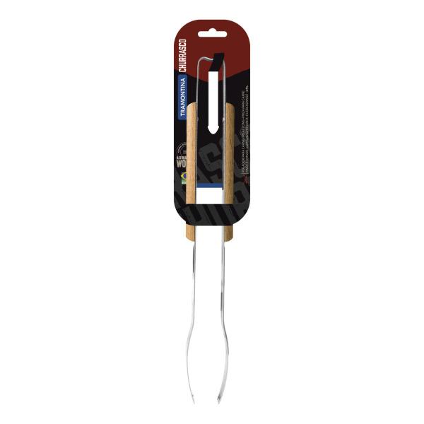 Pegador para Carne Tramontina Churrasco com Lamina em Aço Inox e Cabo de Madeira 47 cm Imagem de Pegador para Carne Tramontina Churrasco com Lamina em Aço Inox e Cabo de Madeira 47 cm