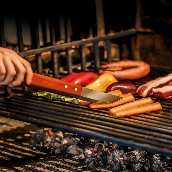 Imagem de Pegador para churrasco inox cabo de madeira 44cm - mor