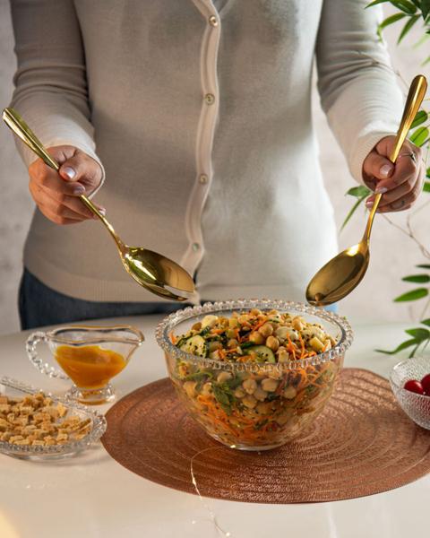 Imagem de Pegador Para Salada Em Aço Inox Positano Dourada Lyor 27cm