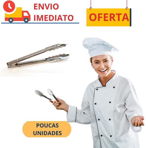 Imagem de Pegador Pinça de Uso Geral Inox 35m Grande Salada Pães Carnes