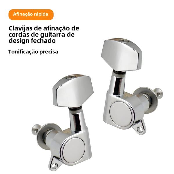 Imagem de Pegs de Cordas para Guitarra com Trava - 6 Peças (3L3R) - Botões Selados