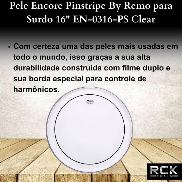 Imagem de Pele Encore Pinstripe By Remo para Surdo 16" EN-0316-PS Clear