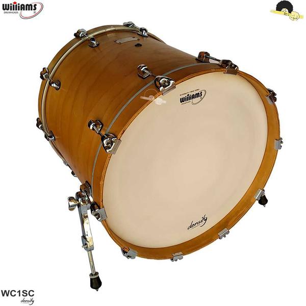Pele para bumbo Williams Density - WC1SC Filme simples coated com anel abafador 18 - Williams Drumheads Imagem de Pele para bumbo Williams Density - WC1SC Filme simples coated com anel abafador 18