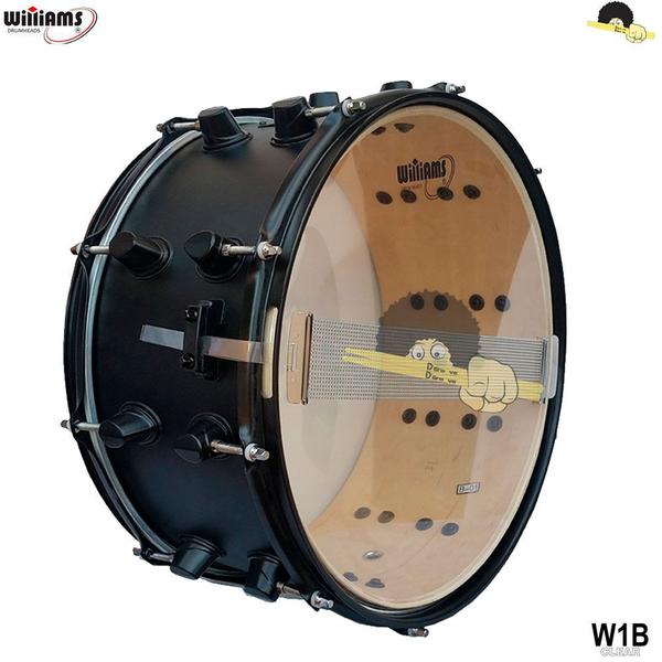 Pele para caixa(resposta) - Williams W1B filme simples clear 13 - Williams Drumheads Imagem de Pele para caixa(resposta) - Williams W1B filme simples clear 13