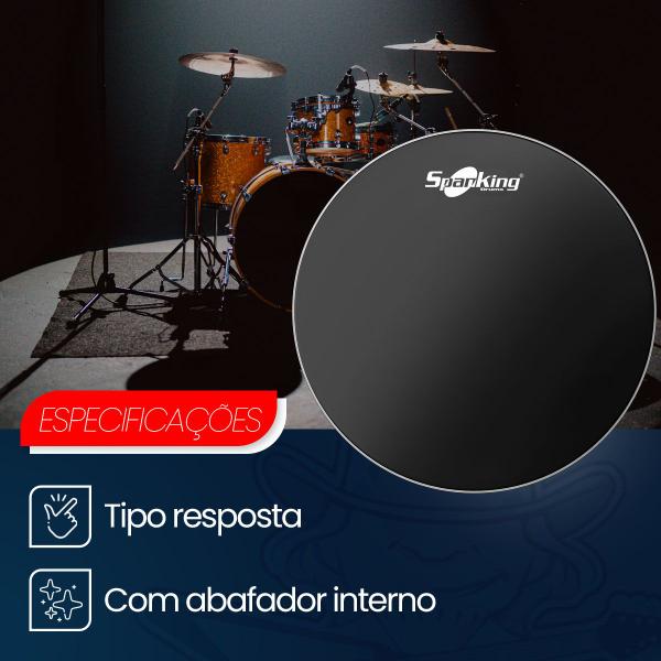 Imagem de Pele Resposta Com Drum Mufler Para Bumbo Surdo 20 Polegadas