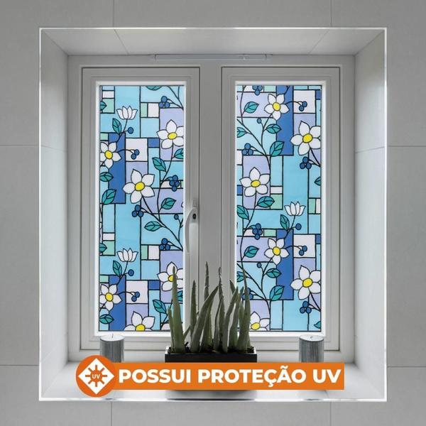 Imagem de Pelicula Adesiva Eletrostatica 3D para Box Jateado Vitral Flores 190x120cm