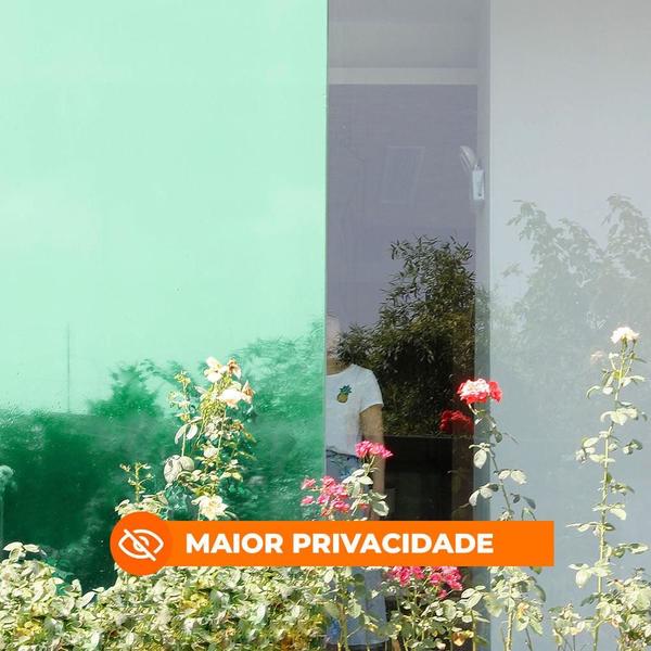 Imagem de Película Adesiva UV Profissional Refletiva Preto e Verde Espelhado 50x500cm