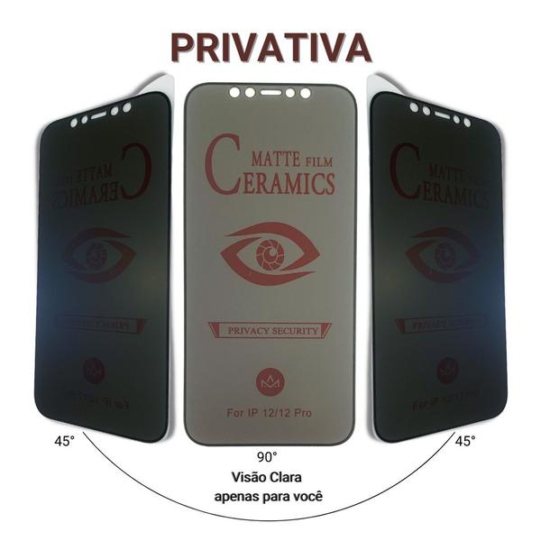 Imagem de Película Cerâmica Fosca e Privacidade para Iphone 13/ 13 PRO/ 14 Oleofobica Anti Curioso