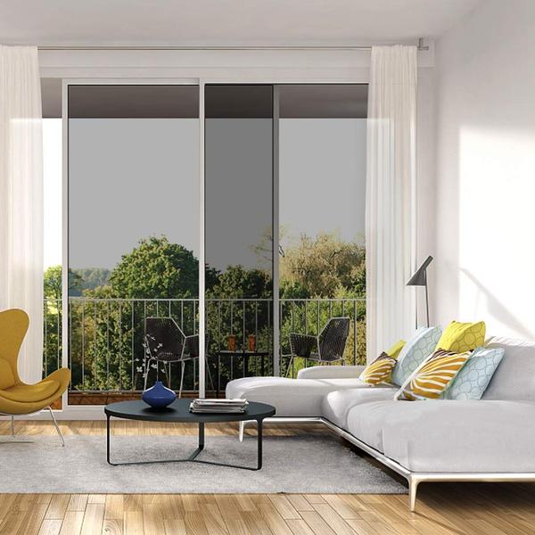 Imagem de Película de janela One Way Mirror Tint Daytime Privacy Static Cling Non-Adhesive Decorativo Controle de Calor Anti UV Window Tint para Casa e Escritório Preto Prata 6 Mil 29,5 Polegadas x 13,1 Pés