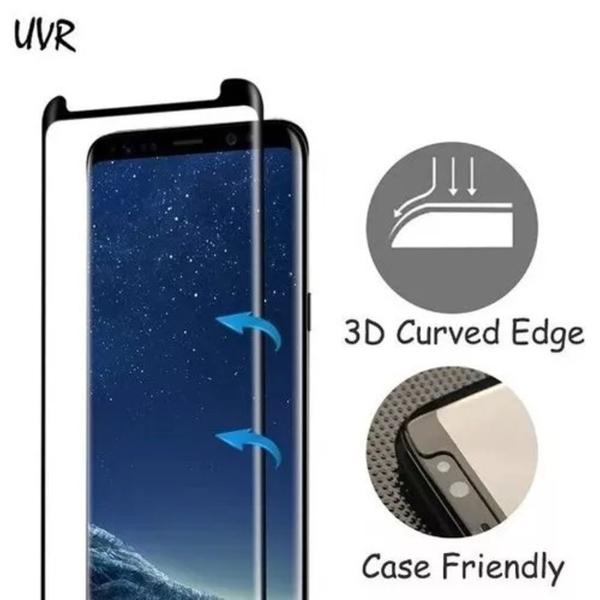 Imagem de Pelicula De Vidro 3d  6d Para Samsung Galaxy S8 Tela Curva Cola Na Tela Toda - Transparente Com Borda Preta