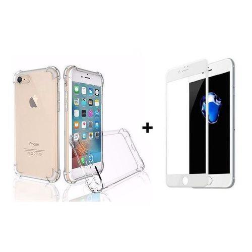 Imagem de Pelicula De Vidro 3d iPhone 7 8 Branco + Capa Anti Impacto