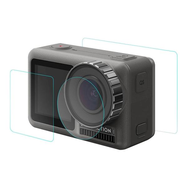 Película de Vidro para Lente e LCDs Câmera Osmo Action 1 - Shoot Imagem de Película de Vidro para Lente e LCDs Câmera Osmo Action 1
