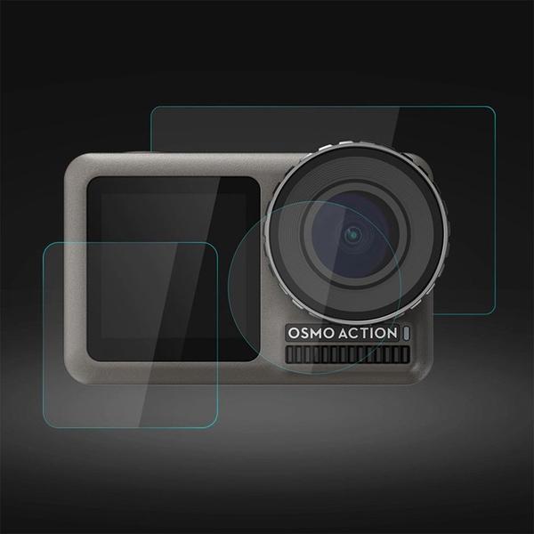 Película de Vidro para Lente e LCDs Câmera Osmo Action 1 - Shoot Imagem de Película de Vidro para Lente e LCDs Câmera Osmo Action 1
