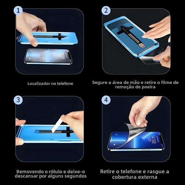 Imagem de Película de Vidro Temperado para Samsung Galaxy S24 Ultra, S23 e S22 - Sem Bolhas e com Kit de Aplicação