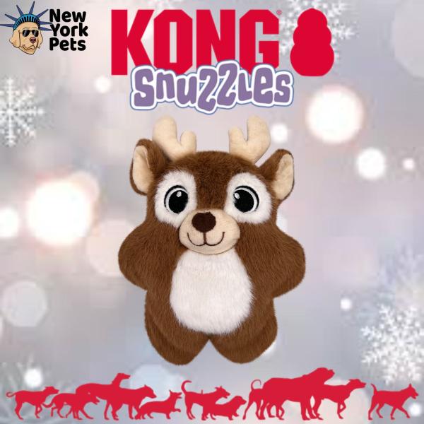 Imagem de Pelúcia Kong Holiday Snuzzles Rena Brinquedo Com Apito Para Cachorro e Gatos Pequeno