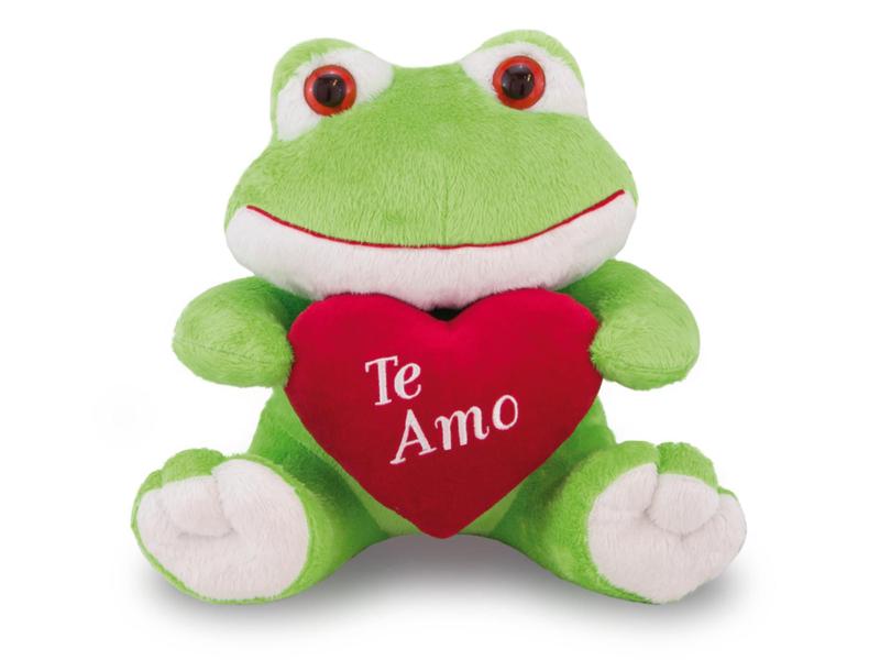 Imagem de Pelúcia Sapinho Frog Love com Coração 32cm Anti-alérgico