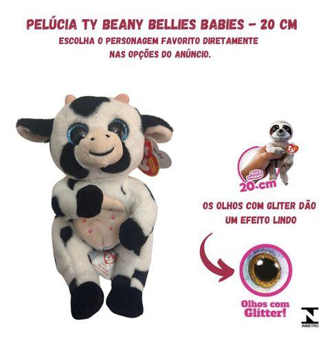 Imagem de Pelucia Ty 20cm Beanie Bellies Olhos Grandes Com Gliter - Branco/Preto - Herdly