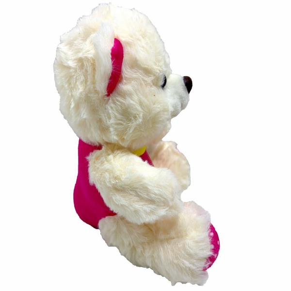 Imagem de Pelucia Urso Creme Com Roupinha Rosa 18cm +3 Anos Fizzy