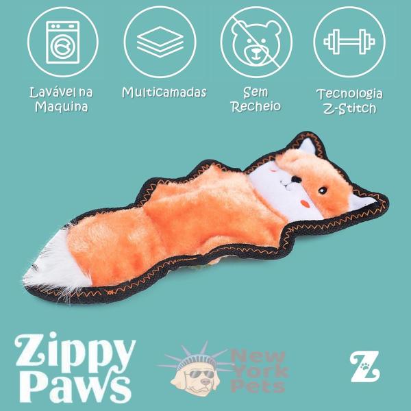 Imagem de Pelucia Z-Stitch Skinny Peltz Chipmunk Brinquedo Com Apito ZippyPaws Raposa para Cachorro