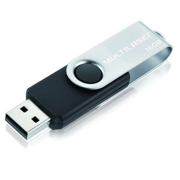 Imagem de Pen Drive 16GB TWIST2 Preto e Prata Multilaser PD588