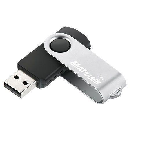 Imagem de Pen Drive 64 GB TWIST2 Preto e Prata Multilaser PD590