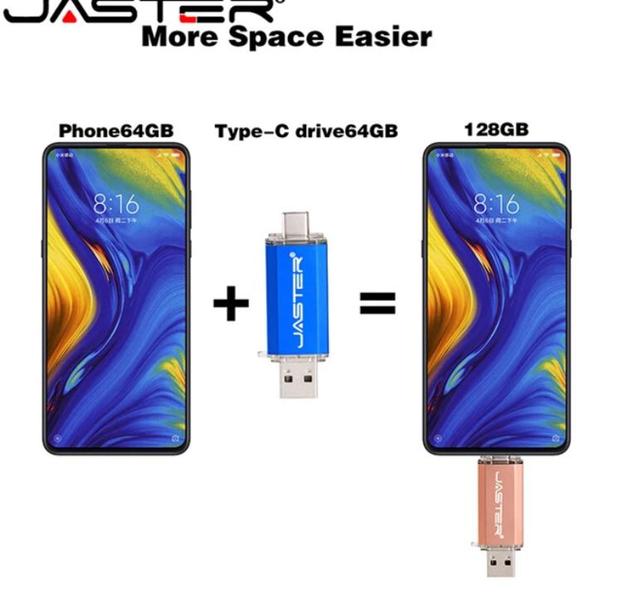 Imagem de pen drive 64gb jaster 2 em 1 entrada tipo c para celulares e notebook