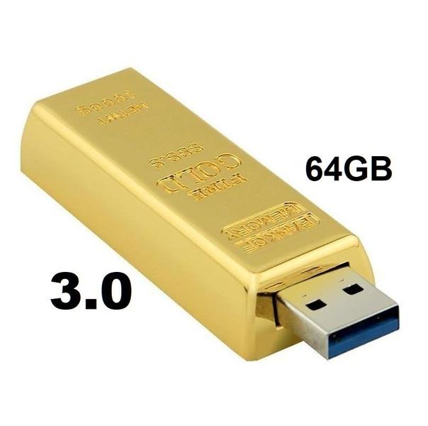 Imagem de Pen Drive 64gb Metal Barra De Ouro Usb 3.0 Alta Velocidade