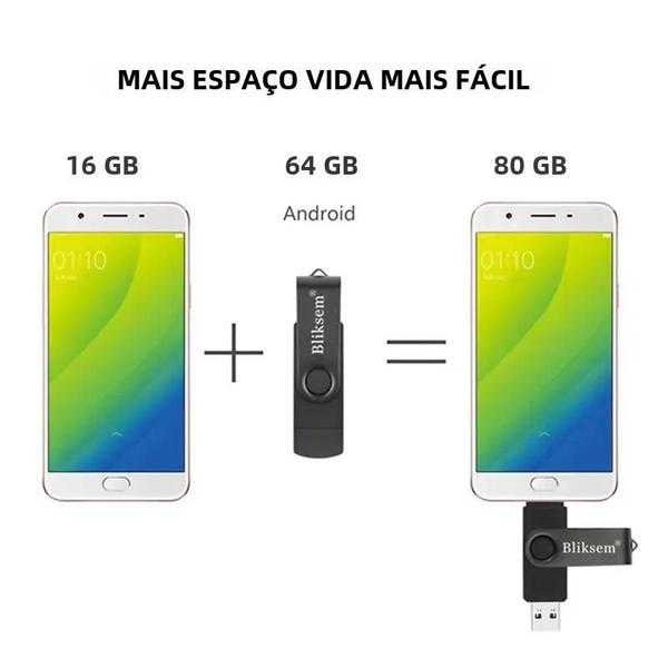 Imagem de Pen Drive Bliksem Alta Velocidade OTG - 32GB/64GB - USB 2.0 - Compatível com PC e Celular