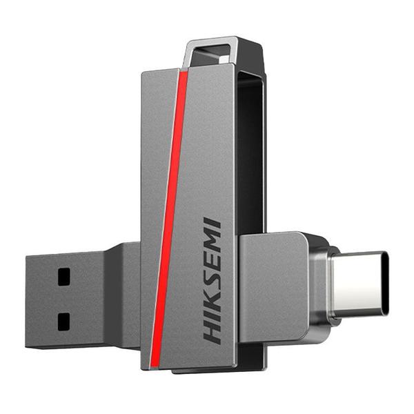 Imagem de Pen Drive Hiksemi Dual Slim 64GB USB 3.2 Cinza - HS-USB-E307C-64G-U3