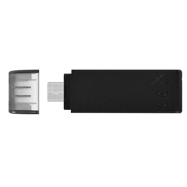 Imagem de Pen Drive Kingston 128GB USB-C 3.2 Gen 1 DataTraveler 70, Preto - DT70/128GB