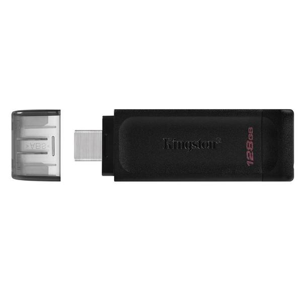 Imagem de Pen Drive Kingston 128GB USB-C 3.2 Gen 1 DataTraveler 70, Preto - DT70/128GB