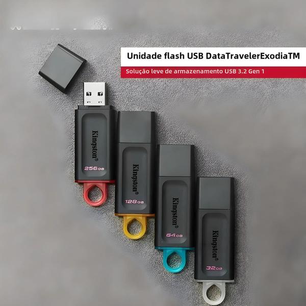 Imagem de Pen Drive Kingston USB 3.2 - Alta Velocidade (64GB, 128GB, 256GB)