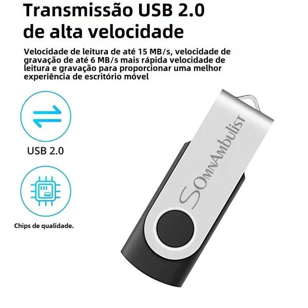 Imagem de Pen Drive USB 2.0 de Alta Velocidade - 4GB, 8GB, 16GB, 32GB e 64GB