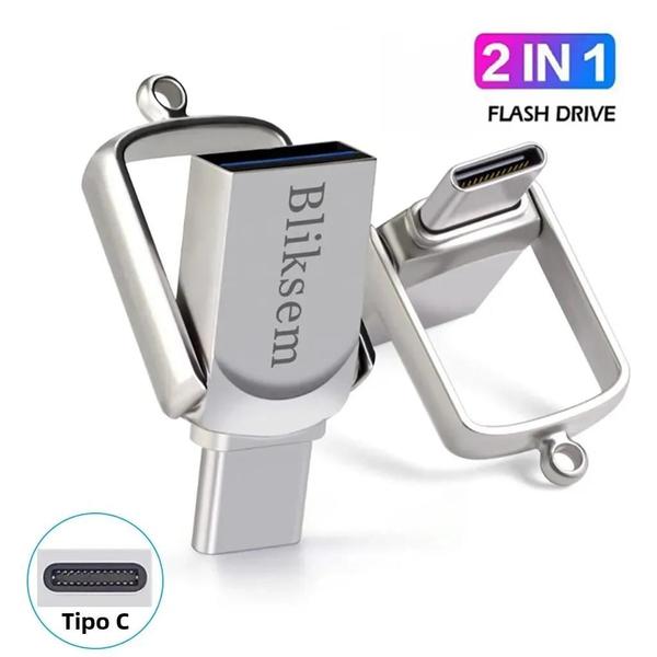 Imagem de Pen Drive USB Bliksem 2 em 1 - Alta Velocidade Type-C (32GB, 64GB, 128GB)