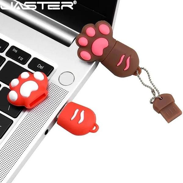 Imagem de Pen Drive USB Gato Rosa - 64GB, 32GB ou 16GB - Design de Garra em Silicone